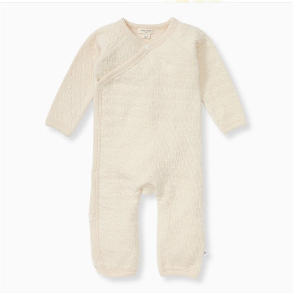 Burt's Bees Baby Organic Cotton Quilted Bee Wrap-Front Baby Jumpsuit Size 0-3Mos - Picture 1 of 7